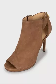 Open Toe Suede Ankle Boots