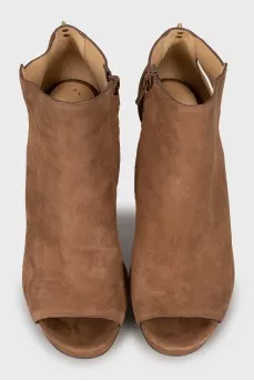 Open Toe Suede Ankle Boots