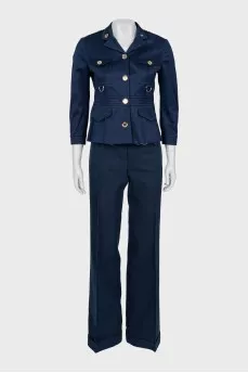 Blue suit with palazzo pants