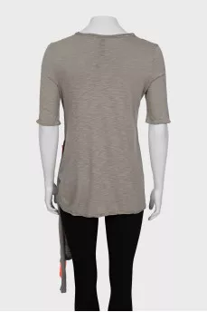 Asymmetrical T-shirt with fringes