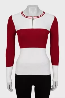 Two-tone ribbed jumper