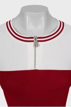 Two-tone ribbed jumper