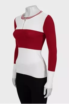 Two-tone ribbed jumper