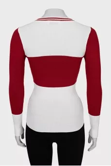 Two-tone ribbed jumper