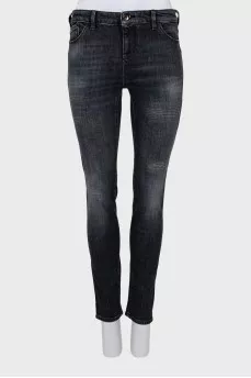 Skinny fit jeans with distressed effect