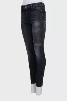 Skinny fit jeans with distressed effect