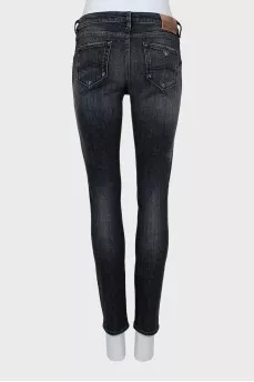 Skinny fit jeans with distressed effect