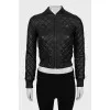 Quilted leather bomber jacket