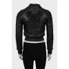 Quilted leather bomber jacket