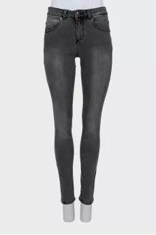 Gray high waist skinny jeans
