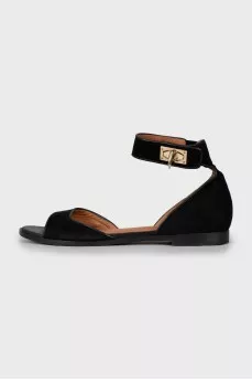 Suede sandals with twist closure