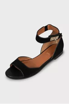 Suede sandals with twist closure