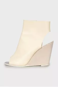 Open toe wedge boots