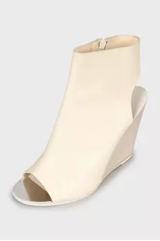 Open toe wedge boots