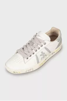 Leather sneakers with printed soles