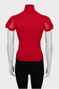 Knitted T-shirt with high neck