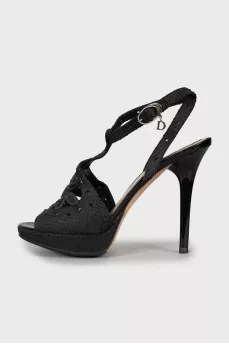 Stiletto sandals with embossed leather