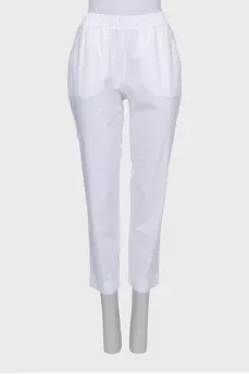 Straight trousers with elastic