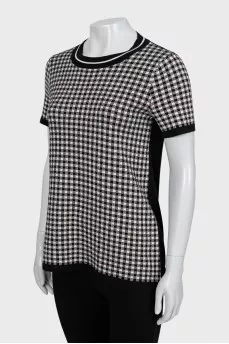 Black and white short sleeve jumper