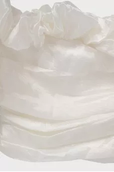 White blouse with puff sleeves and tag