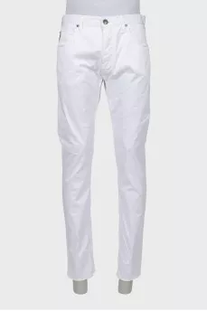 Men's white regular fit trousers