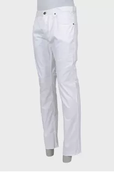 Men's white regular fit trousers