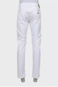 Men's white regular fit trousers