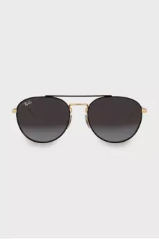 Browline sunglasses with gold temples