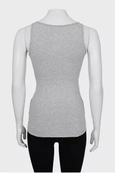 Tank top with raised seams and tie