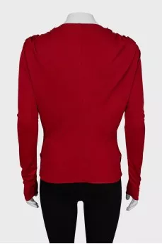 Red V-neck blouse