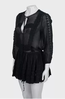Transparent dress decorated with lace