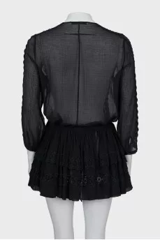 Transparent dress decorated with lace