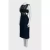 Pleated dress with mesh inserts
