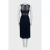 Pleated dress with mesh inserts