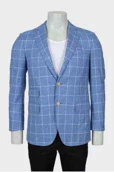 Men's blue checkered jacket