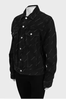 Printed denim jacket with tag