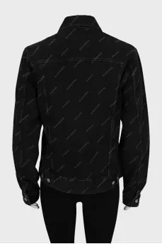 Printed denim jacket with tag