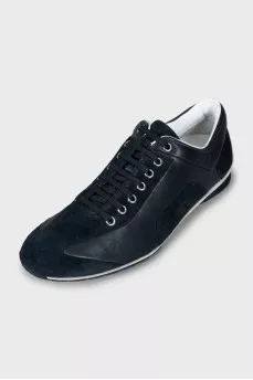 Men's leather and suede sneakers with tag