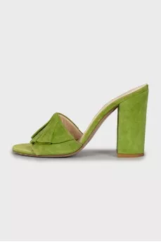 Green suede sandals