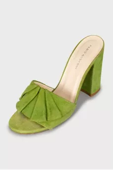 Green suede sandals