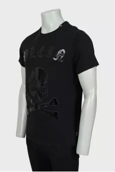 Men's black T-shirt with skull