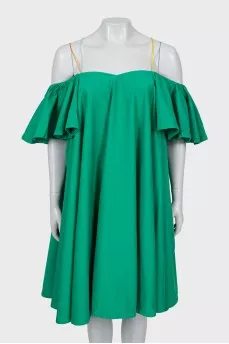 Green off-shoulder dress
