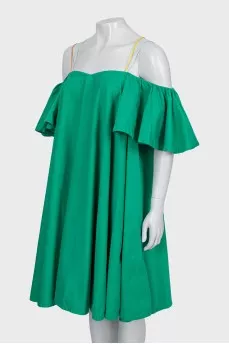 Green off-shoulder dress