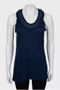 Blue A-line tank top