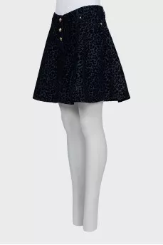 Denim skirt with velour print