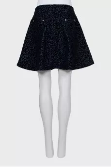 Denim skirt with velour print