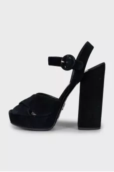 Suede block heel sandals