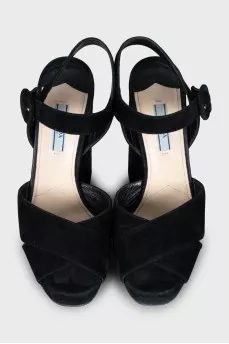 Suede block heel sandals