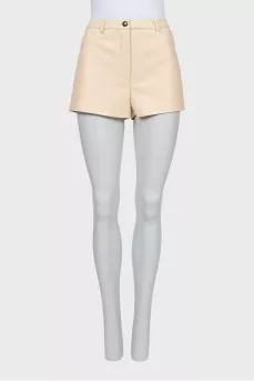 Beige leather shorts