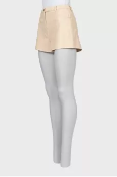 Beige leather shorts